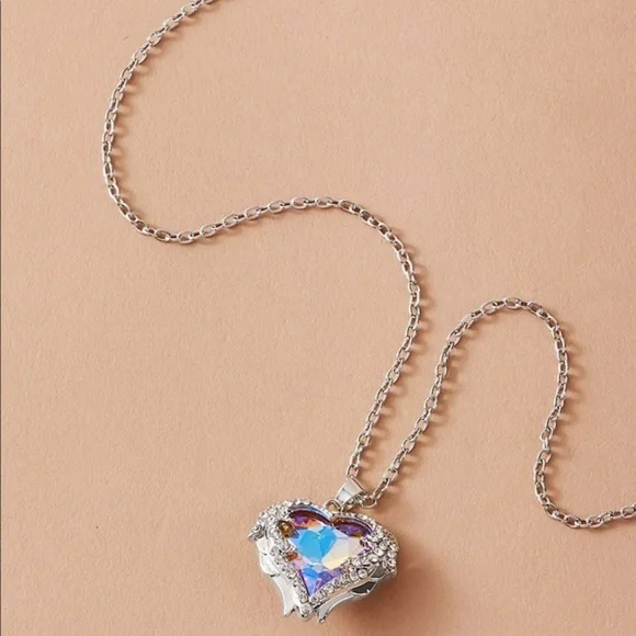 Rhinestone Heart Charm Necklace - Picture 3 of 3